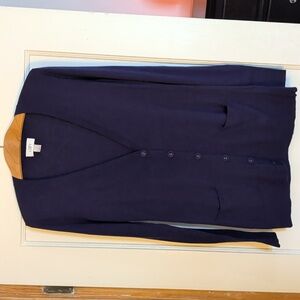 LOFT Dark Purple V-Neck Button Front Cardigan, Sz S